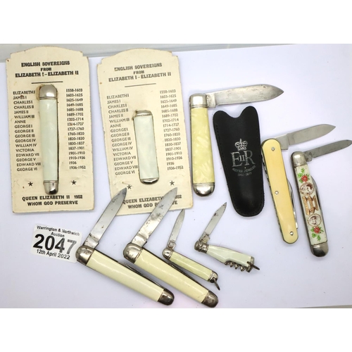 2047 - Nine folding knives including commemorative examples. P&P Group 1 (£14+VAT for the first lot and £1+... 