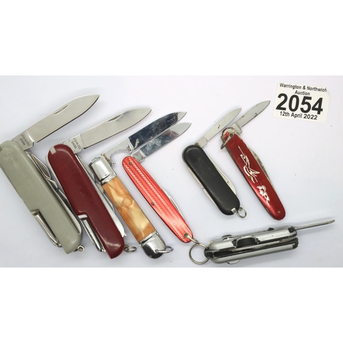 2054 - Seven multi blade Chinese made folding knives. P&P Group 1 (£14+VAT for the first lot and £1+VAT for... 