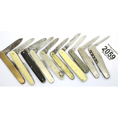 2059 - Ten multi blade folding knives. P&P Group 1 (£14+VAT for the first lot and £1+VAT for subsequent lot... 