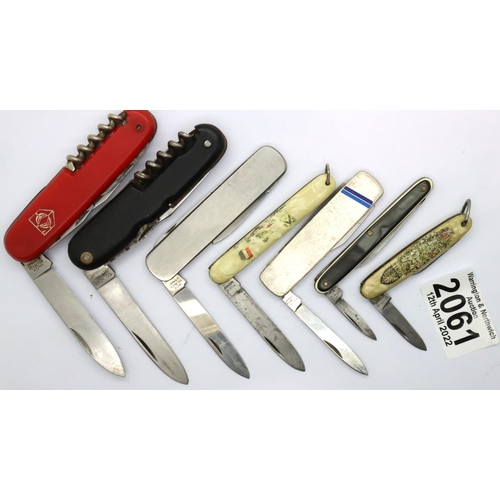 2061 - Seven German multi blade folding knives. P&P Group 1 (£14+VAT for the first lot and £1+VAT for subse... 