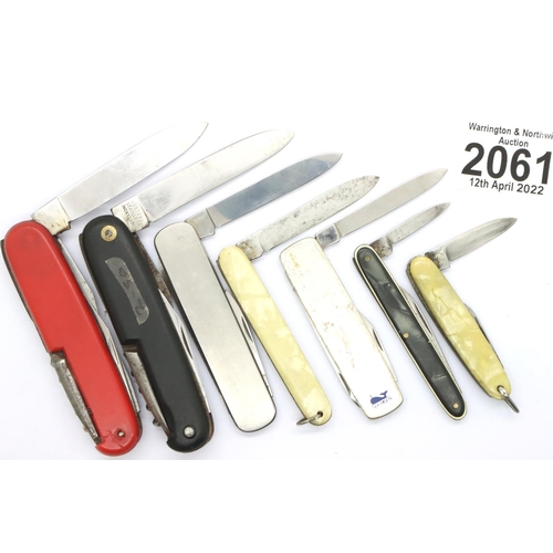 2061 - Seven German multi blade folding knives. P&P Group 1 (£14+VAT for the first lot and £1+VAT for subse... 