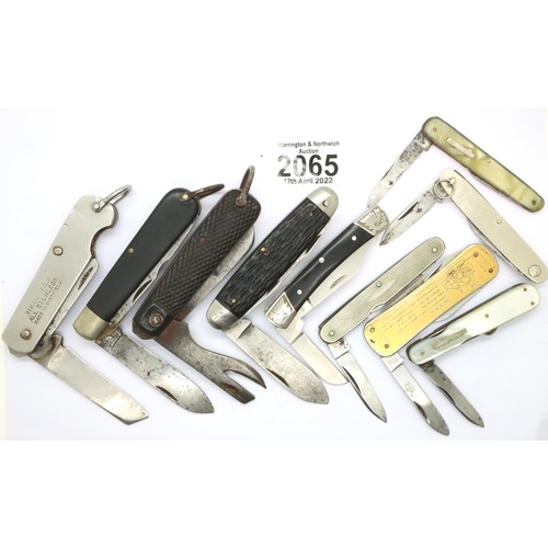 2065 - Ten multi blade folding knives, mixed makers. P&P Group 1 (£14+VAT for the first lot and £1+VAT for ... 