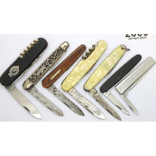 2066 - Seven German multi blade folding knives. P&P Group 1 (£14+VAT for the first lot and £1+VAT for subse... 