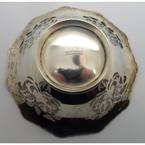 103 - Hallmarked silver pierced bonbon dish by Mappin & Webb, D: 12 cm, 98g. P&P Group 1 (£14+VAT for the ... 