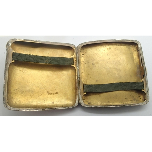 104 - Hallmarked silver cigarette case, Chester assay, 75 x 80 mm, 95g. P&P Group 1 (£14+VAT for the first... 