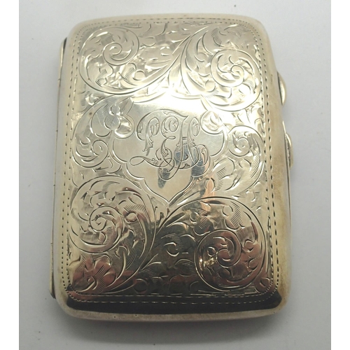 111 - Hallmarked silver cigarette case, Birmingham assay, 55g, external size: 80mm x 60mm. P&P Group 1 (£1... 