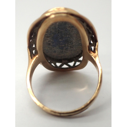 44 - 9ct gold mounted Wedgwood ring, size L, 4.3g. P&P Group 1 (£14+VAT for the first lot and £1+VAT for ... 