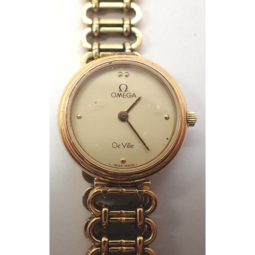 72 - Omega; ladies De Ville wristwatch, on a snapped Omega bracelet, complete with extra links. Not worki... 