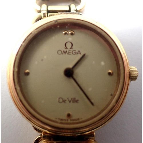 72 - Omega; ladies De Ville wristwatch, on a snapped Omega bracelet, complete with extra links. Not worki... 