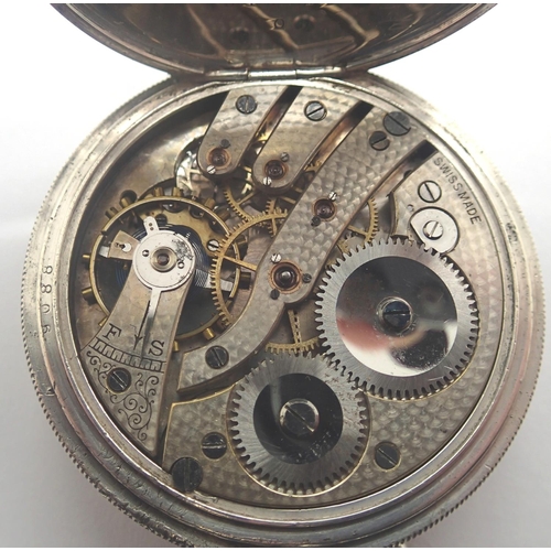 75 - Sims 17 jewel silver open face pocket watch Tavannes  style movement, Dennison case, working at lott... 