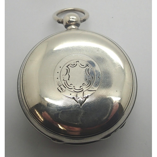 76 - Waltham silver key wind open face pocket watch, 18 size, 1883 model, AB case, with key, working at l... 