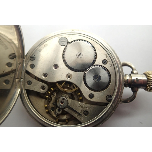 81 - Syren silver cased open face pocket watch, Swiss movement, Dennison case, working at lotting. Case D... 