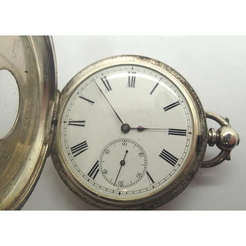 85 - Baume Geneve 925 silver half hunter pocket watch. Not working at lotting, case D: 47 mm. P&P Group 1... 