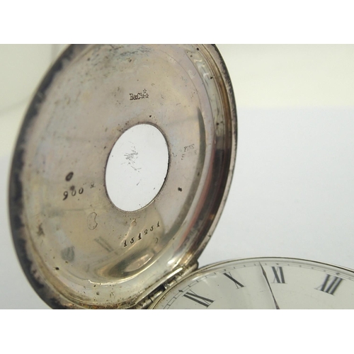 85 - Baume Geneve 925 silver half hunter pocket watch. Not working at lotting, case D: 47 mm. P&P Group 1... 