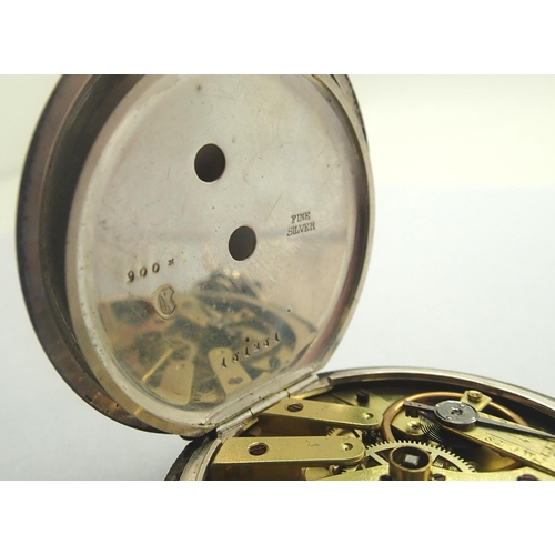 85 - Baume Geneve 925 silver half hunter pocket watch. Not working at lotting, case D: 47 mm. P&P Group 1... 