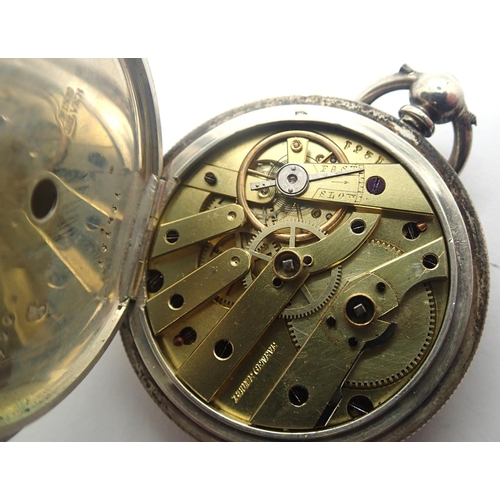 85 - Baume Geneve 925 silver half hunter pocket watch. Not working at lotting, case D: 47 mm. P&P Group 1... 