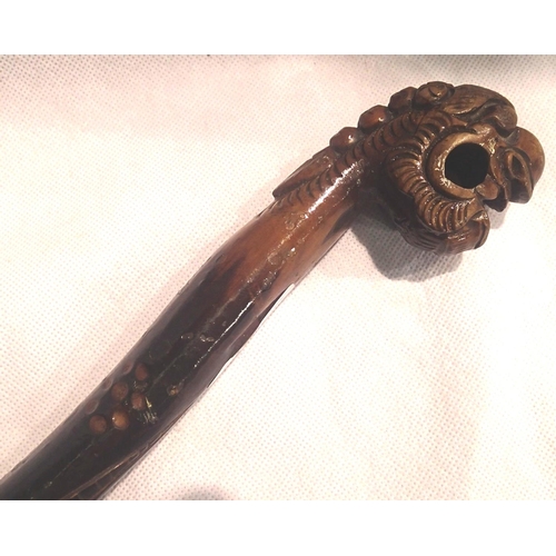 390 - Oriental wooden antique walking stick, L: 87 cm. P&P Group 3 (£25+VAT for the first lot and £5+VAT f... 