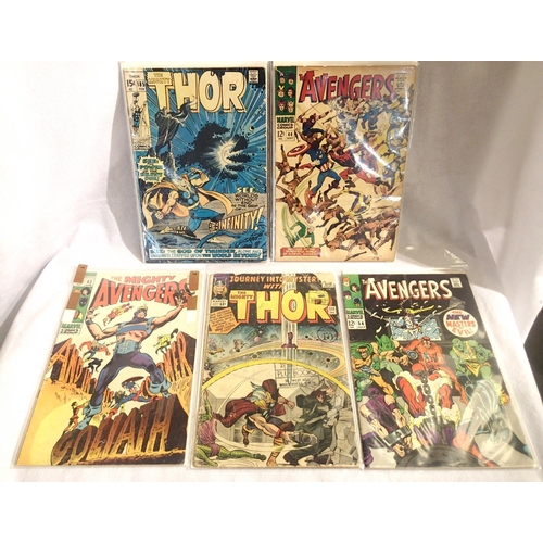 404 - Marvel Comics Thor, nos 111 and 125, The Avengers nos 44 and 54 and The Mighty Avenger no 63 (5). P&... 