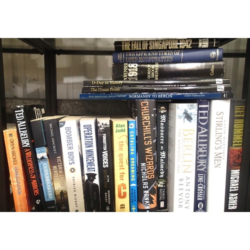 417 - Four shelves of Military related books. Not available for in-house P&P, contact Paul O'Hea at Mailbo... 