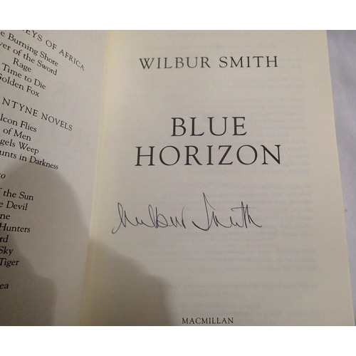 419 - Two autographed Wilbur Smith novels, Blue Horizon and Birds Of Prey. P&P Group 2 (£18+VAT for the fi... 