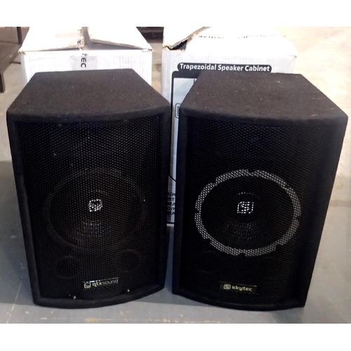 434 - Pair of Skytec 150w speakers. Not available for in-house P&P, contact Paul O'Hea at Mailboxes on 019... 