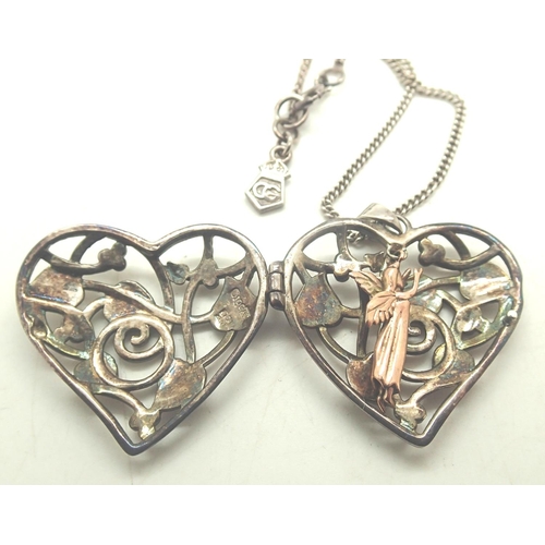 49 - Clogau gold and silver heart pendant locket on a silver chain, combined 11g. P&P Group 1 (£14+VAT fo... 