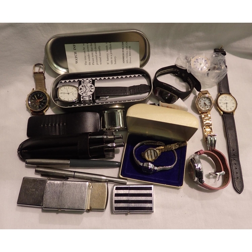 1092 - Mixed selection of gents fashion watches, lighters etc. P&P Group 1 (£14+VAT for the first lot and £... 