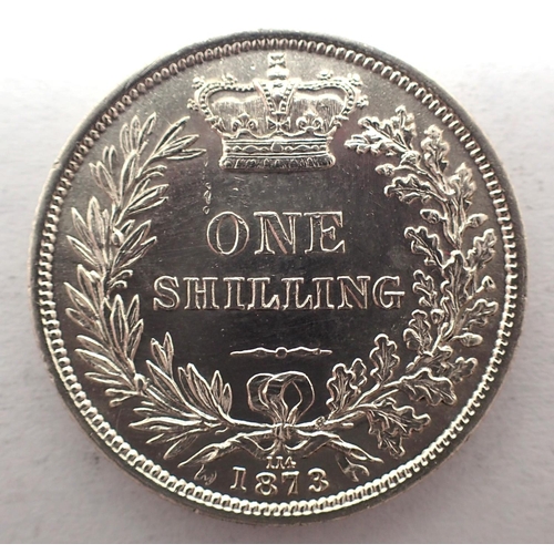 3024 - 1873 silver shilling of Queen Victoria. P&P Group 1 (£14+VAT for the first lot and £1+VAT for subseq... 