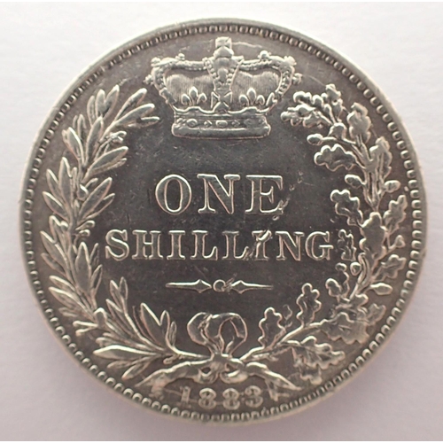 3044 - 1883 silver shilling of Queen Victoria. P&P Group 1 (£14+VAT for the first lot and £1+VAT for subseq... 