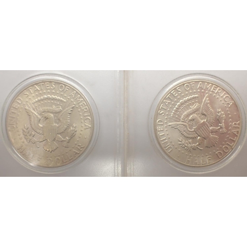 3047 - Two American 1964 Kennedy half dollars, each encapsulated. P&P Group 1 (£14+VAT for the first lot an... 