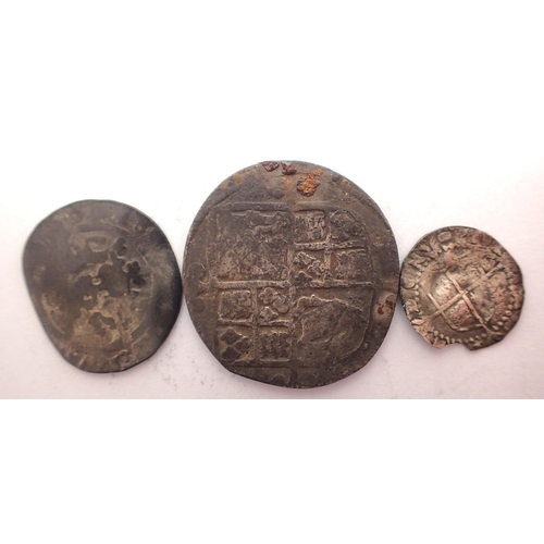 3064 - Three English hammered silver coins, halfpenny, penny and groat. P&P Group 1 (£14+VAT for the first ... 