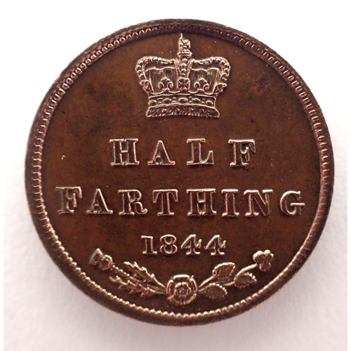 3066 - 1844 copper half farthing of Queen Victoria. P&P Group 1 (£14+VAT for the first lot and £1+VAT for s... 