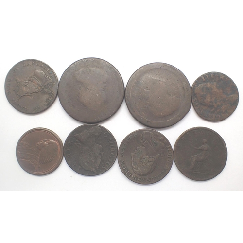 3078 - Seven Georgian copper coins and tokens. P&P Group 1 (£14+VAT for the first lot and £1+VAT for subseq... 