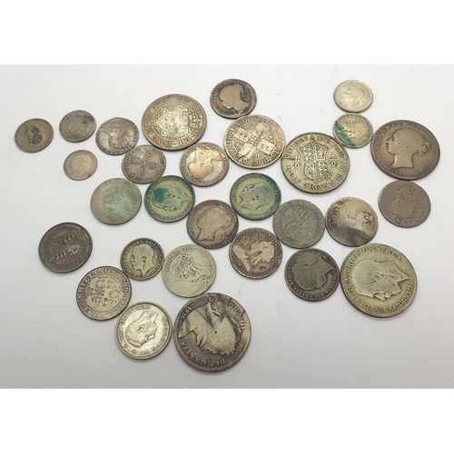 3080 - Mixed silver denominations including UK and Commonwealth coins. P&P Group 3 (£25+VAT for the first l... 