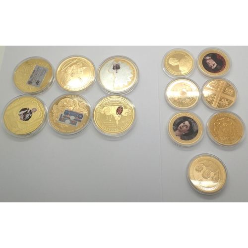 3081 - Modern gold plated commemorative coins and tokens with certificates. P&P Group 2 (£18+VAT for the fi... 