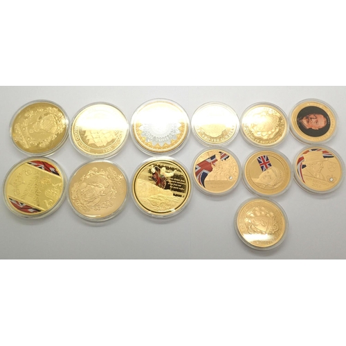 3081 - Modern gold plated commemorative coins and tokens with certificates. P&P Group 2 (£18+VAT for the fi... 