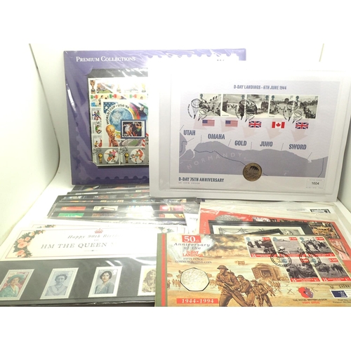 3087 - UK uncirculated coin set (2002), crown, 2019 D-Day commemorative £2 coin cover and mixed mint stamp ... 