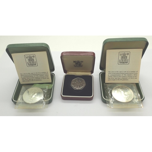 3091 - Two boxed silver proof 1972 coins and a 1973 50p (3). P&P Group 1 (£14+VAT for the first lot and £1+... 