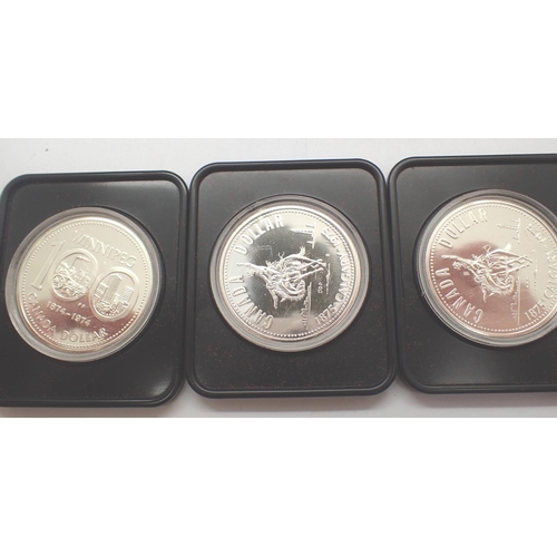 3092 - Three cased 1976 Canadian silver proof dollars. P&P Group 1 (£14+VAT for the first lot and £1+VAT fo... 