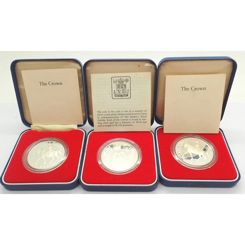 3095 - Three boxed silver proof 1977 crowns. P&P Group 1 (£14+VAT for the first lot and £1+VAT for subseque... 