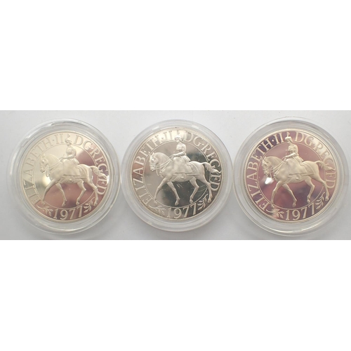 3095 - Three boxed silver proof 1977 crowns. P&P Group 1 (£14+VAT for the first lot and £1+VAT for subseque... 