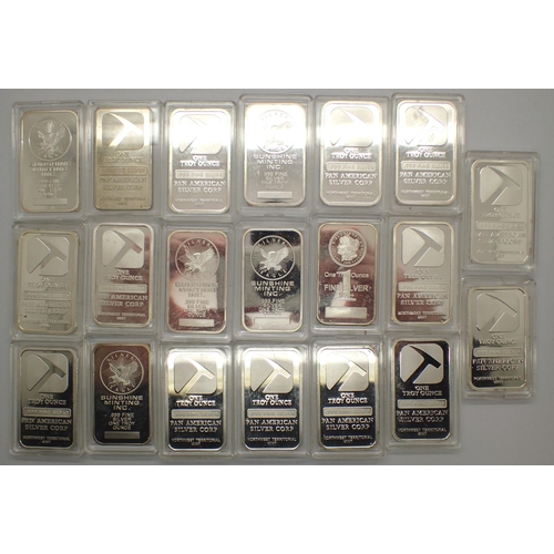 3096 - Twenty one 1oz silver plated ingots. P&P Group 1 (£14+VAT for the first lot and £1+VAT for subsequen... 