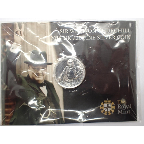 3100 - 2015 £20 silver bullion, Winston Churchill coin. P&P Group 1 (£14+VAT for the first lot and £1+VAT f... 