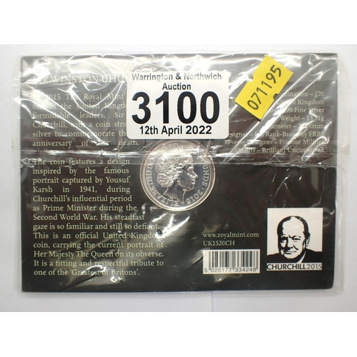 3100 - 2015 £20 silver bullion, Winston Churchill coin. P&P Group 1 (£14+VAT for the first lot and £1+VAT f... 