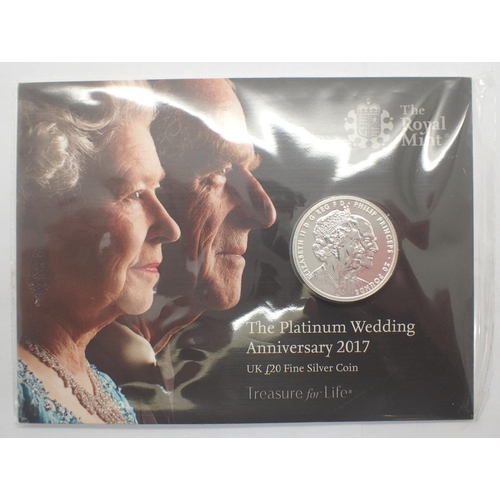 3102 - 2017 £20 silver bullion, Platinum Wedding. P&P Group 1 (£14+VAT for the first lot and £1+VAT for sub... 