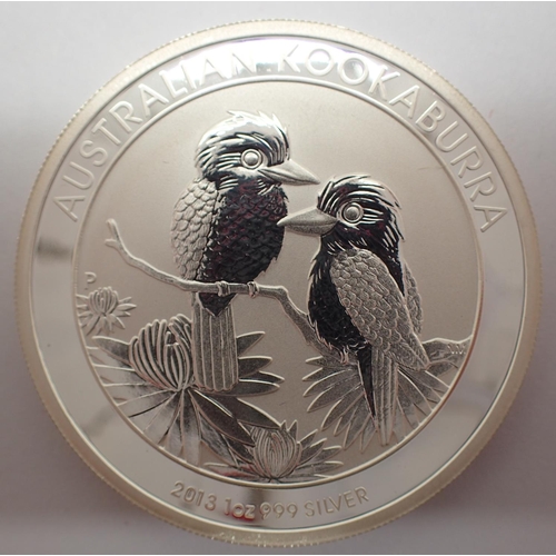 3107 - 2013 Australian Kookaburra silver 1oz bullion round. P&P Group 1 (£14+VAT for the first lot and £1+V... 