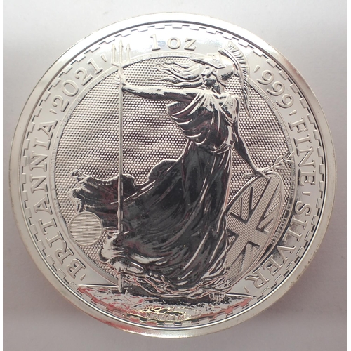 3109 - 2021 Britannia silver 1oz bullion round. P&P Group 1 (£14+VAT for the first lot and £1+VAT for subse... 