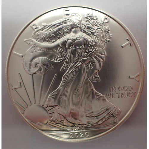 3111 - 2020 American silver dollar 1oz bullion round. P&P Group 1 (£14+VAT for the first lot and £1+VAT for... 