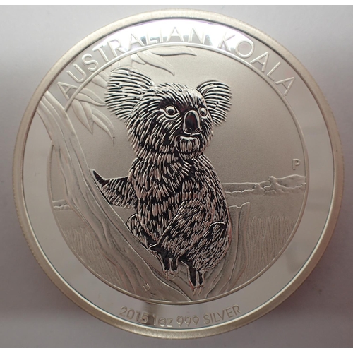 3112 - 2015 Australian Koala dollar silver 1oz bullion round. P&P Group 1 (£14+VAT for the first lot and £1... 