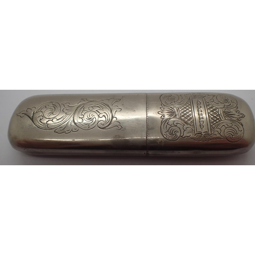 101A - Silver plated cheroot case with engraved decoration. P&P Group 1 (£14+VAT for the first lot and £1+V... 